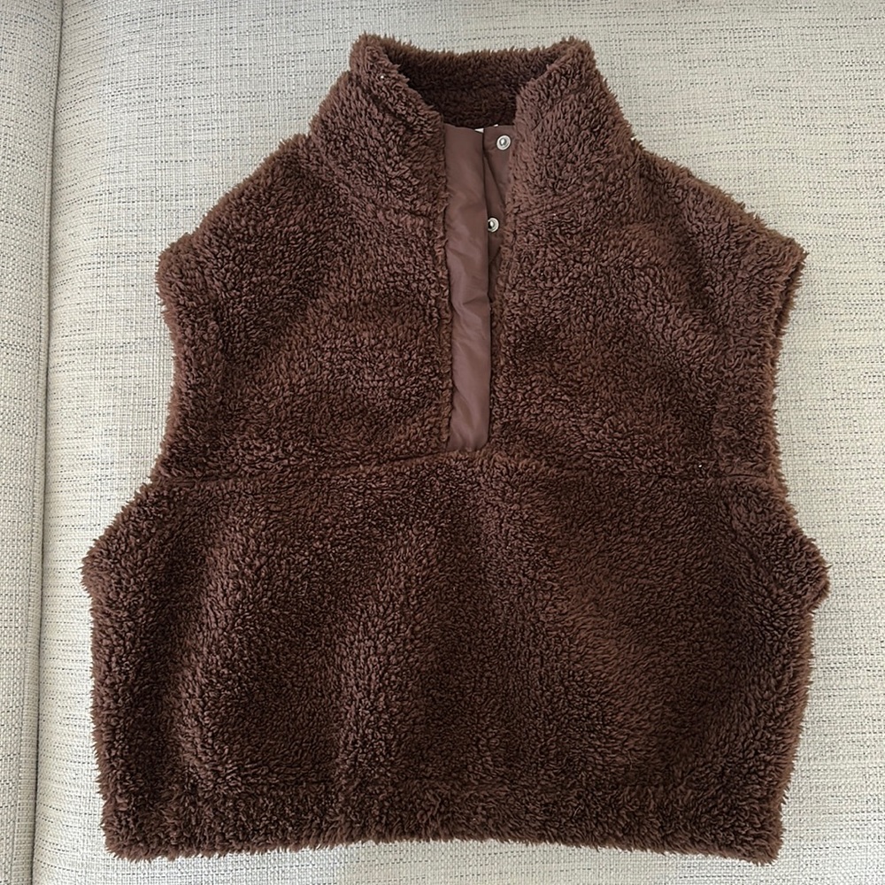 Brown H&M furry vest
